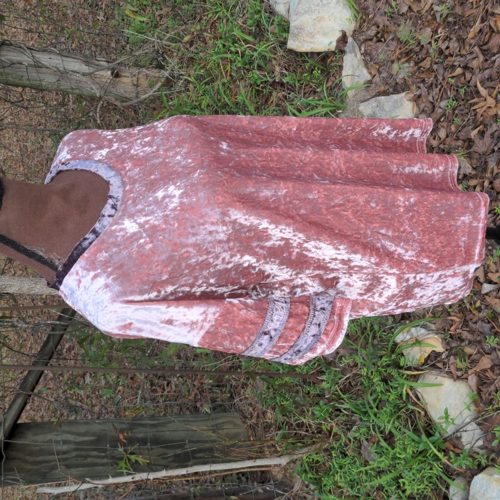 POL Pink Rose & Brown Crushed Velvet Crew Neck Short Sleeve Jersey-Style Top - Picture 11 of 13